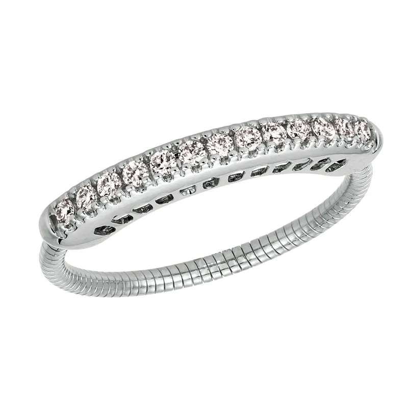 0.30 Carat Natural Diamond Stretchable Band G SI 14K White Gold