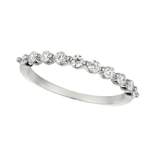 0.40 Carat Natural Diamond Ring G SI 14K White Gold 10 stones