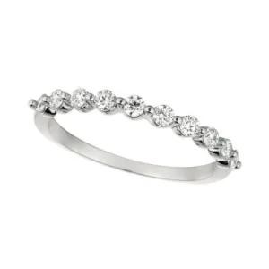 0.40 Carat Natural Diamond Ring G SI 14K White Gold 10 stones