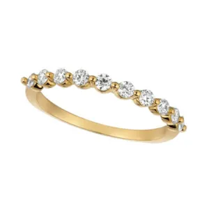 0.40 Carat Natural Diamond Ring G SI 14K Yellow Gold 10 stones