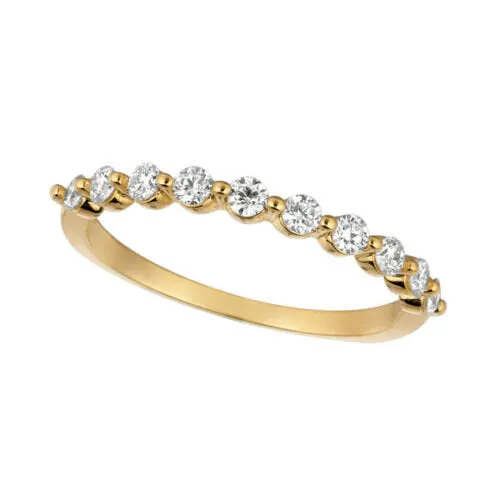 0.40 Carat Natural Diamond Ring G SI 14K Yellow Gold 10 stones