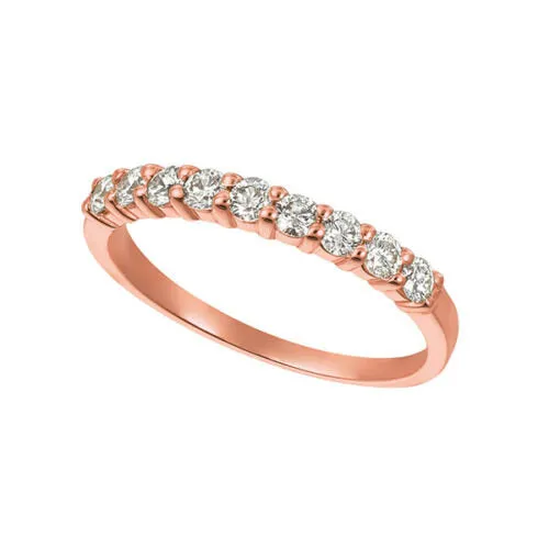 0.50 Carat 9 Stone Natural Diamond Ring G SI 14K Rose Gold