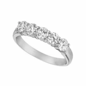 0.50 Carat Natural Diamond Ring G SI 14K White Gold 5 stones