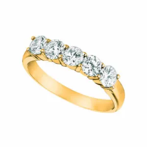 0.50 Carat Natural Diamond Ring G SI 14K Yellow Gold 5 stones