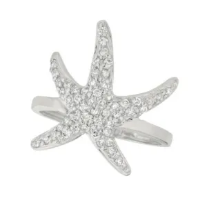 0.55 Carat Natural Diamond Starfish Ring Band G SI 14K White Gold