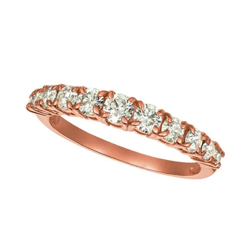 0.75 Carat 11 Stone Natural Diamond Ring Band G SI 14K White Gold