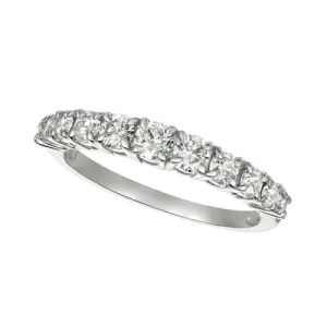 0.75 Carat 11 Stone Natural Diamond Ring Band G SI 14K White Gold