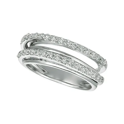 0.75 Carat Natural Diamond Ring Band G SI 14K White Gold
