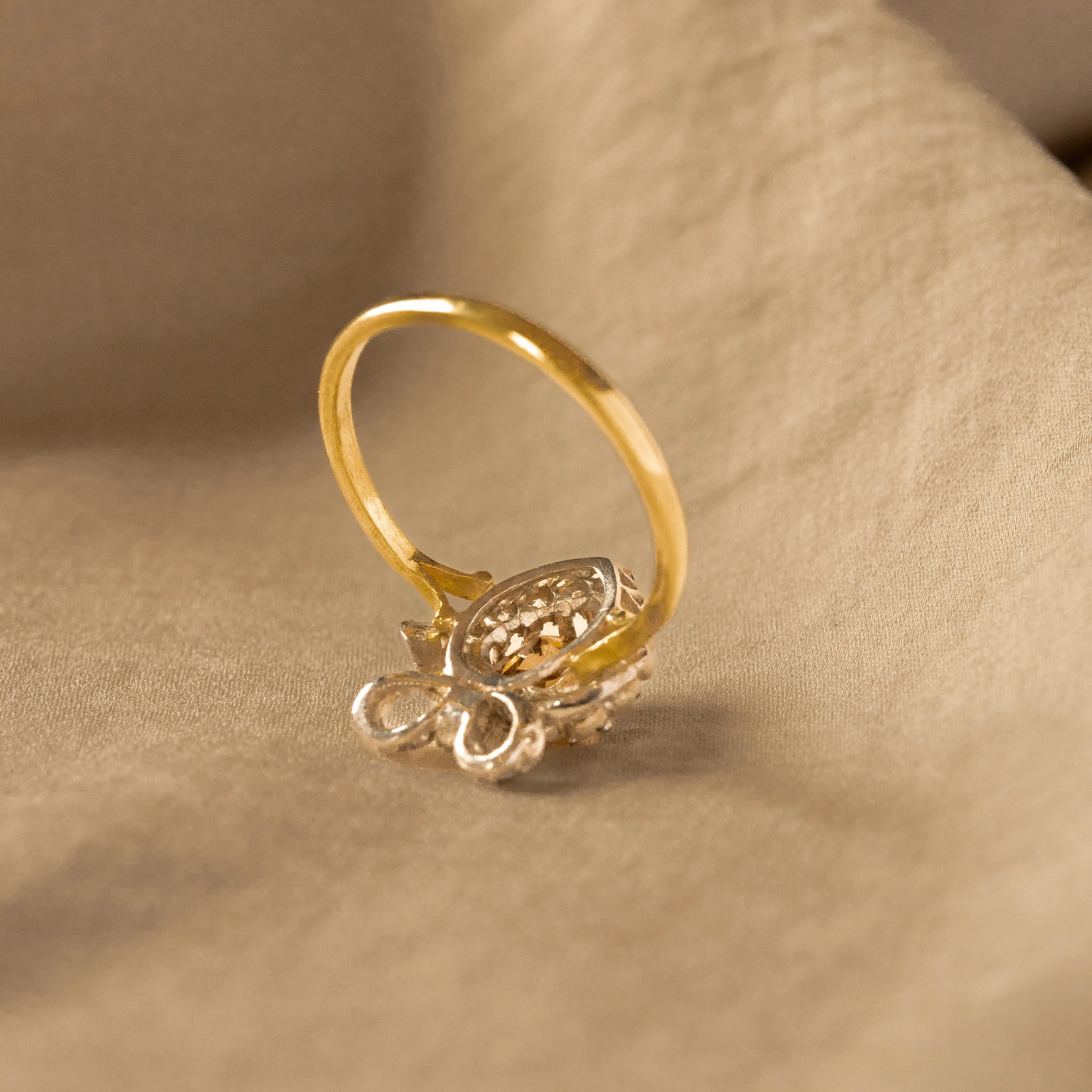 1 Carat Heart Shape Fancy Intense Yellowish Brown Diamond Ring