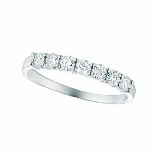 1.00 Carat 7 Stone Natural Diamond Ring G SI 14K White Gold