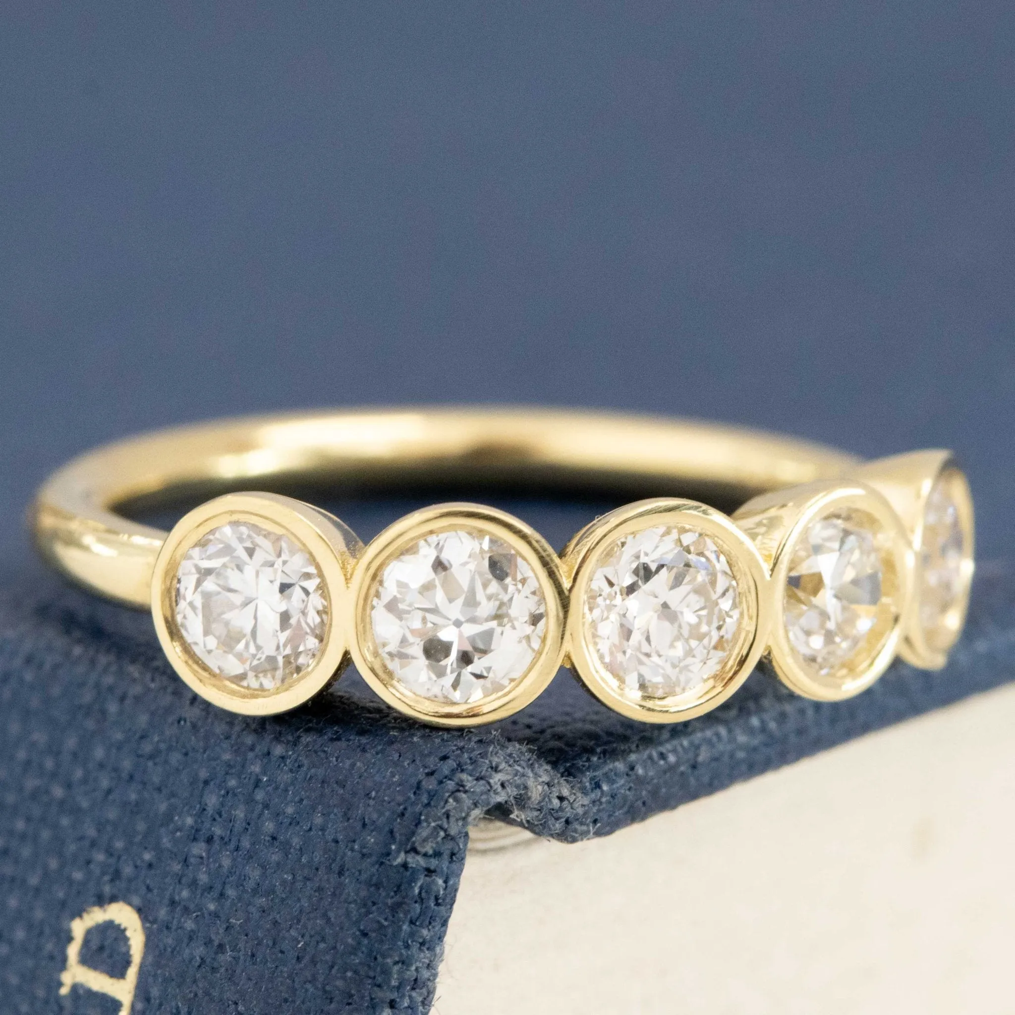 1.07ctw Old European Cut Diamond 5-Stone Bezel Band