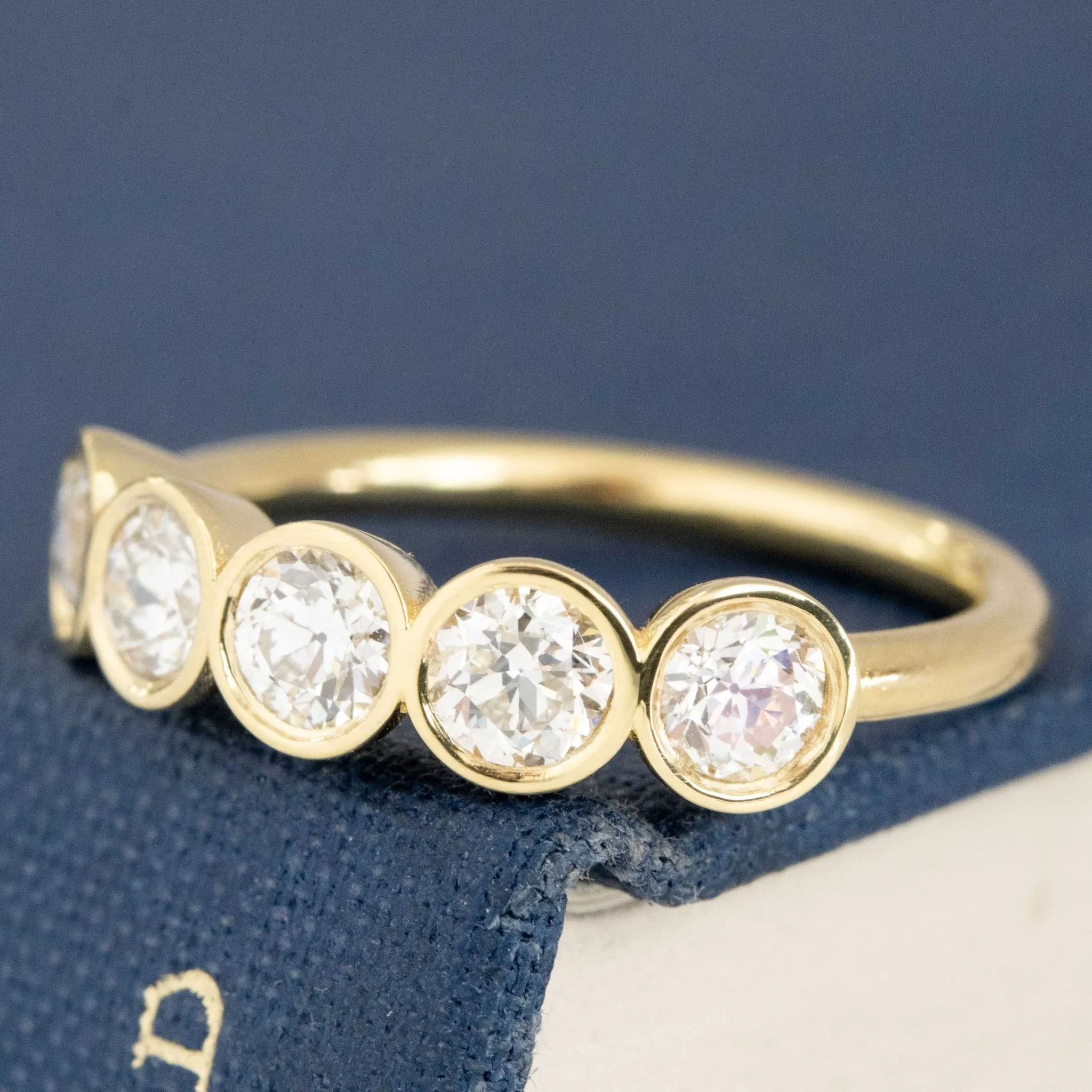 1.07ctw Old European Cut Diamond 5-Stone Bezel Band