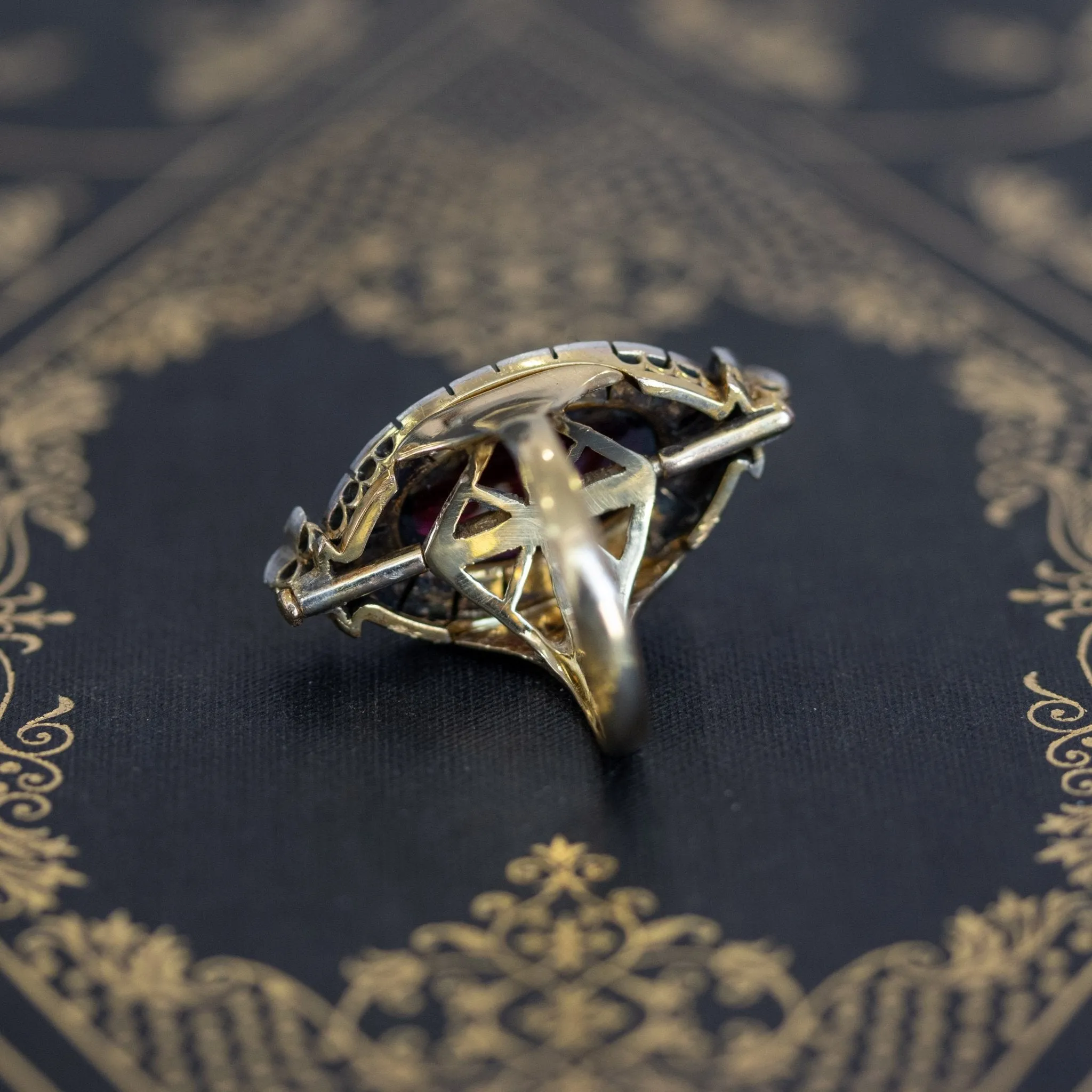 10.90ctw Victorian Garnet and Diamond Ring to Brooch Conversion