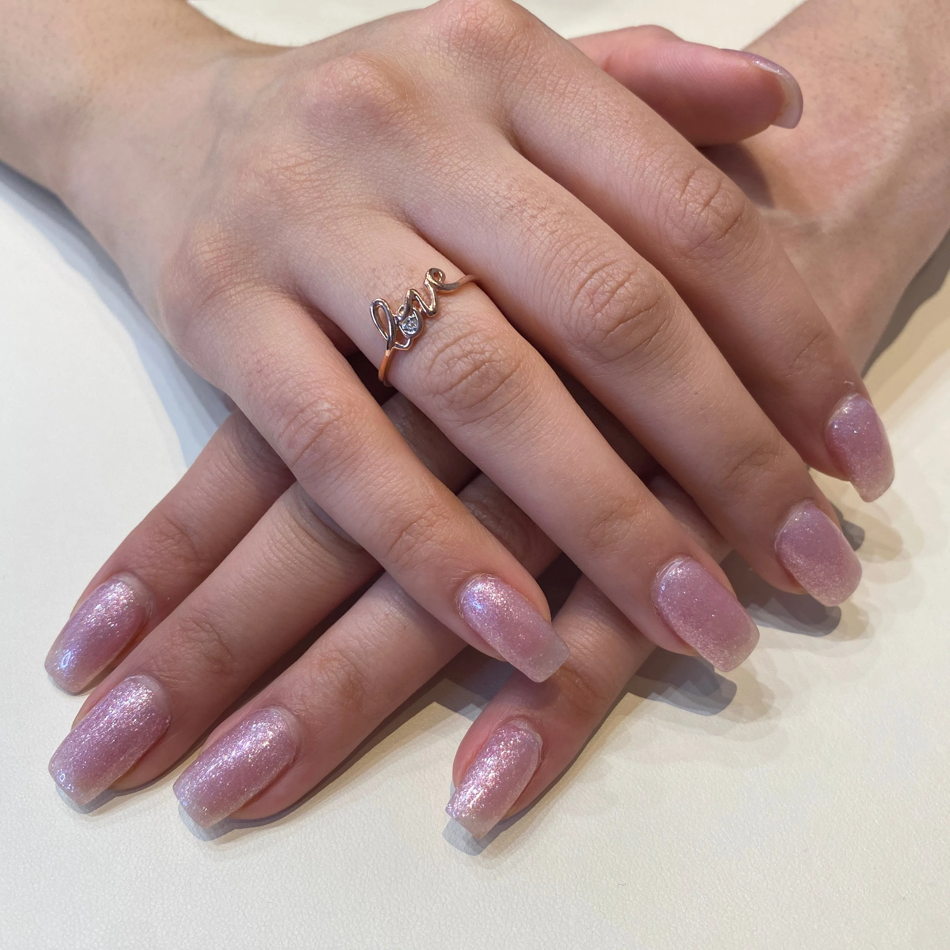10K Yellow Gold (0.01ct) Diamond Love Script Ring