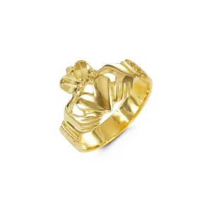 10K Yellow Gold Claddagh Mens Ring