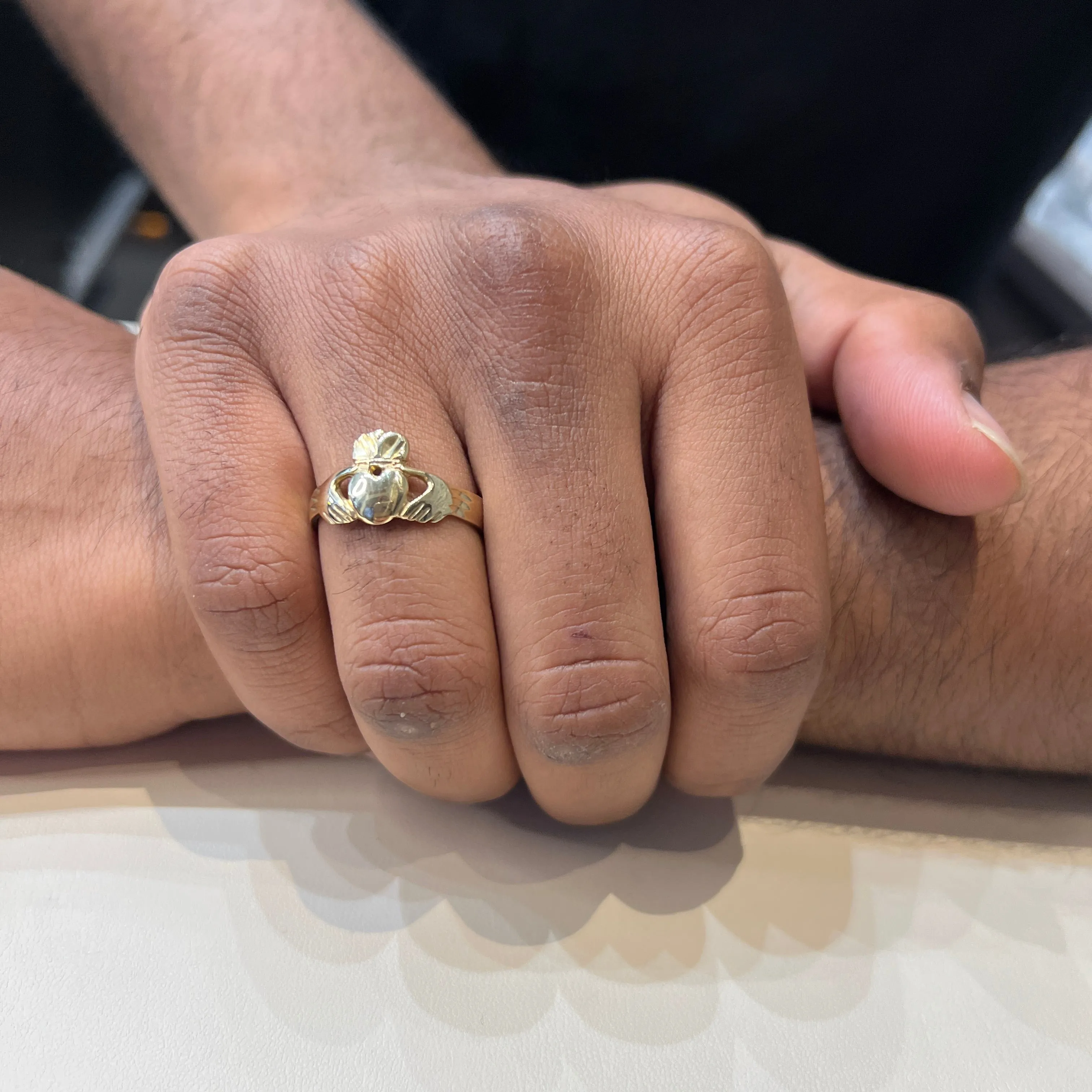 10K Yellow Gold (Medium) Claddagh Mens Ring