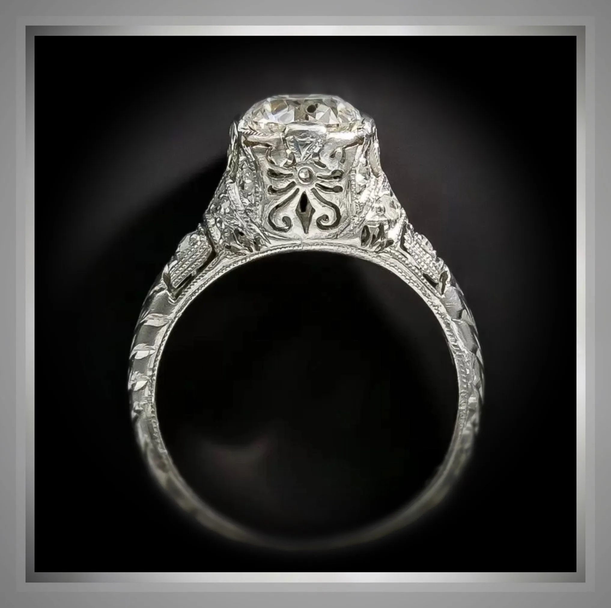 1.39 Ct. Edwardian Style Euro Diamond Engagement Ring VS2