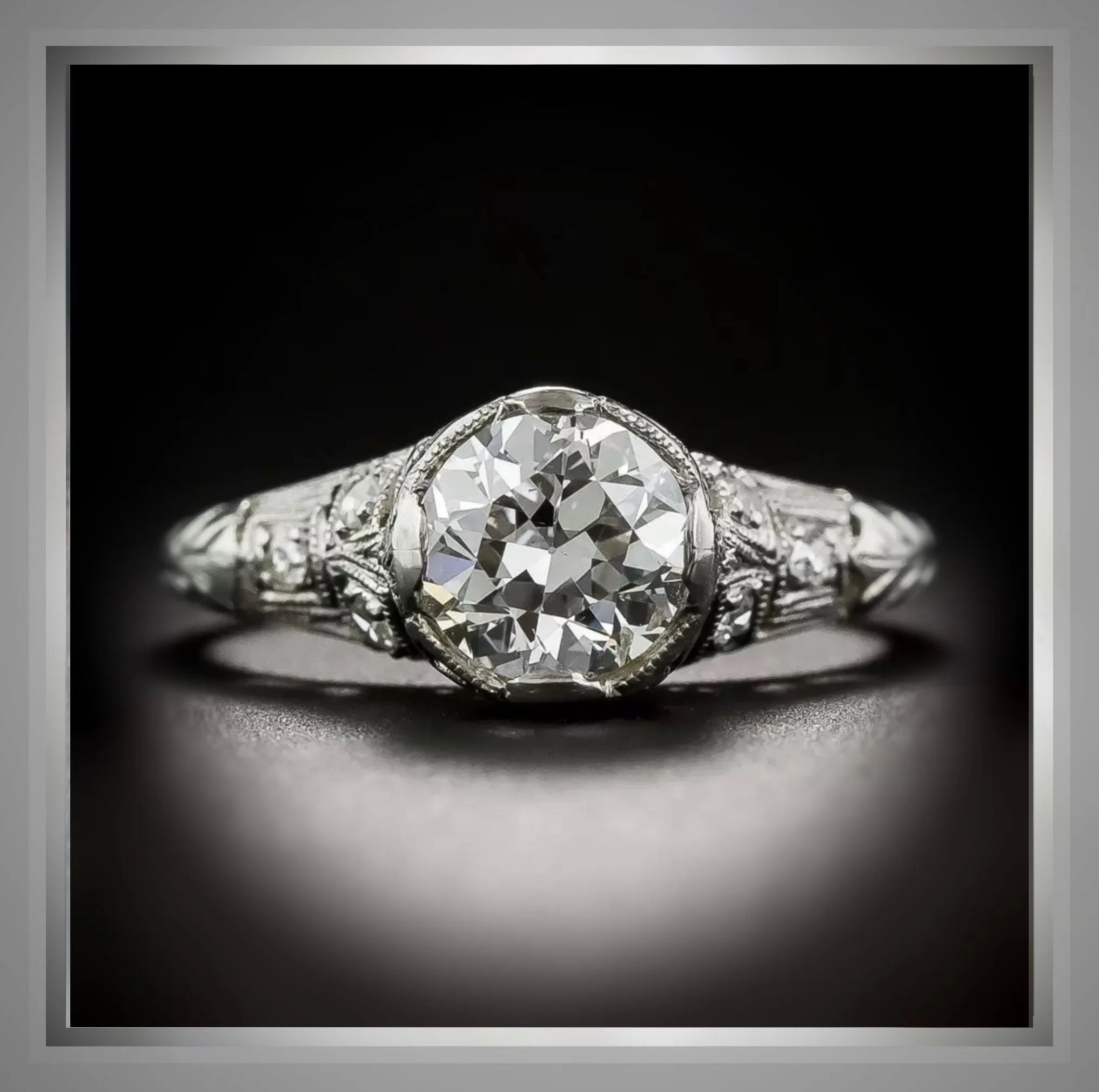 1.39 Ct. Edwardian Style Euro Diamond Engagement Ring VS2
