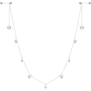 14 Gauge 9/16 Clear Gem Butterfly Dangle Nipple Chain