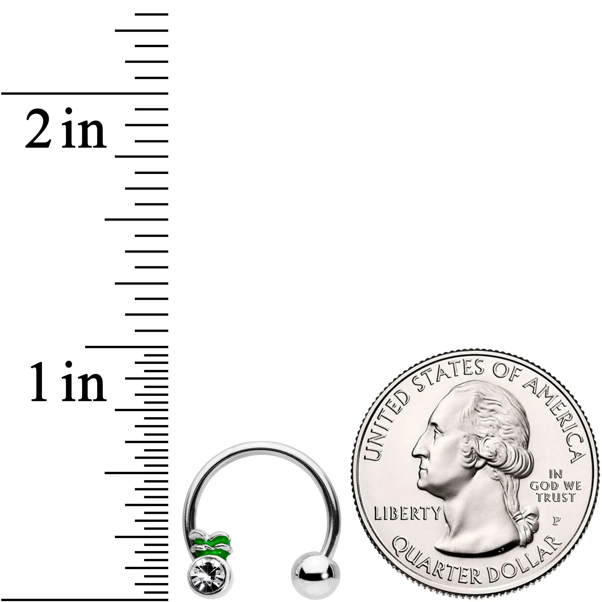 14 Gauge 9/16 Clear Gem Pineapple Hoseshoe Nipple Ring Set
