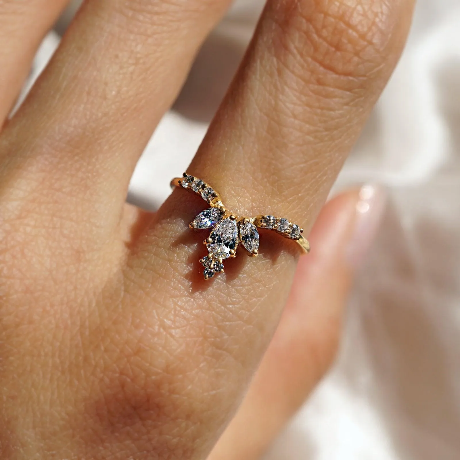 14K and 18K Venice Pear Marquise Ring