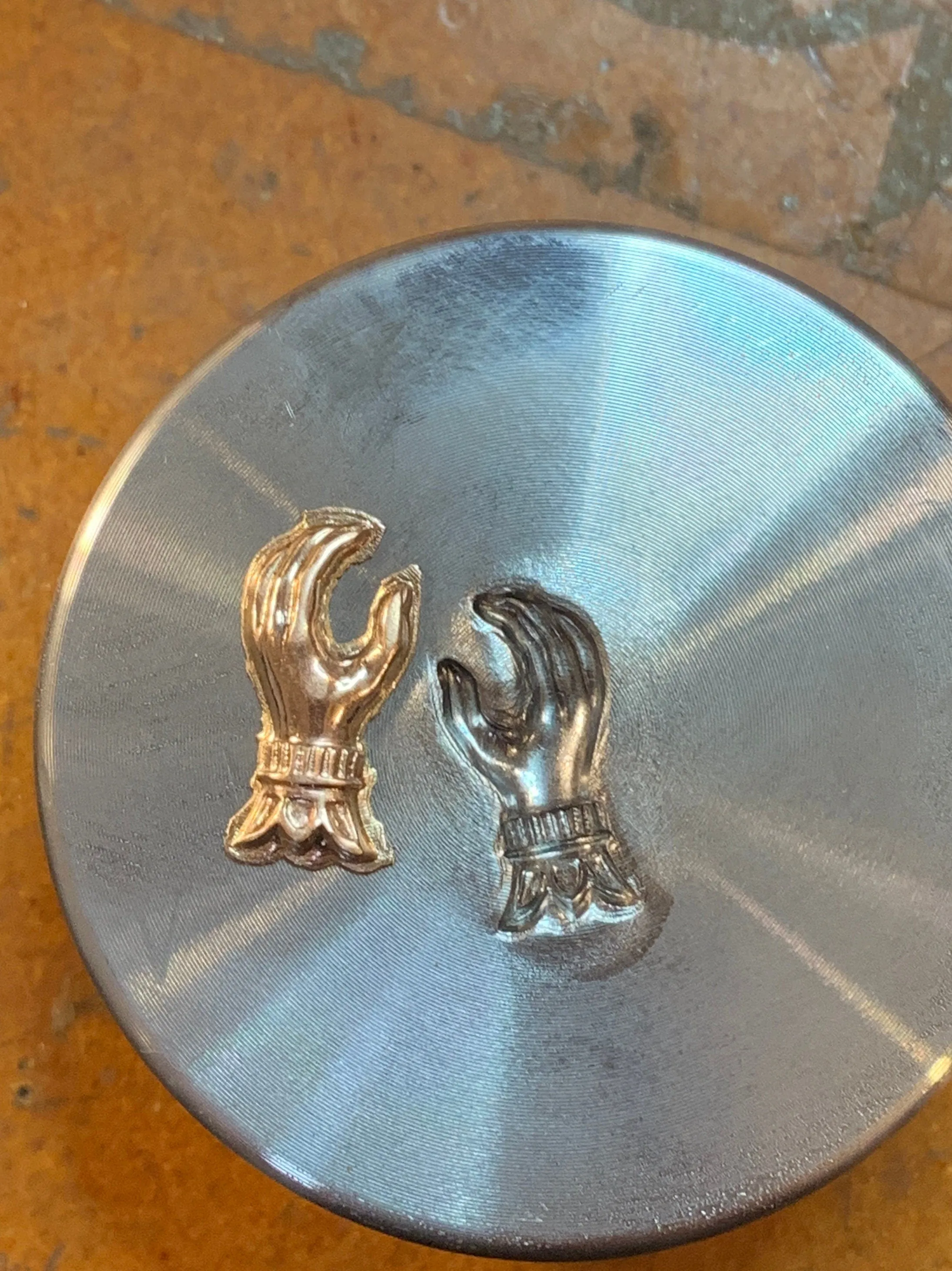 14K Gold Hand Charm with Diamond, Victorian Hand, gold charm