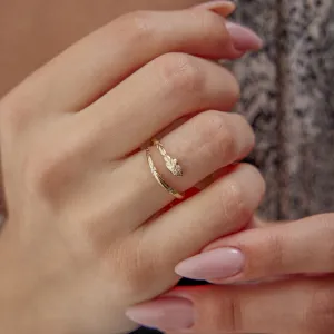 14k Gold Stone Snake Ring