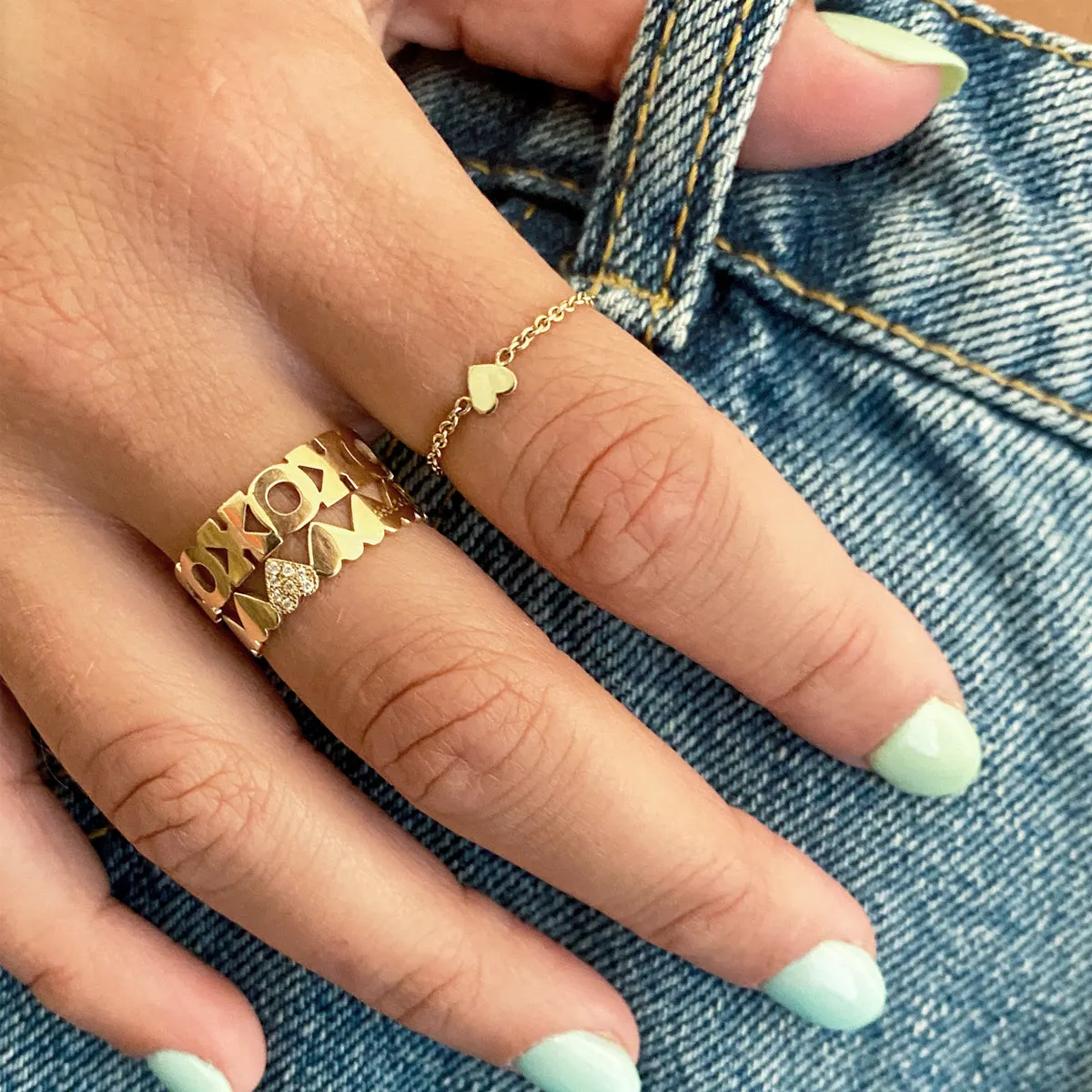 14k Itty Bitty Heart Chain Ring