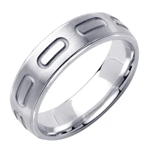 14K or 18K White Gold Carved Ring