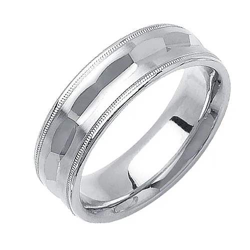 14K or 18K White Gold Carved Ring