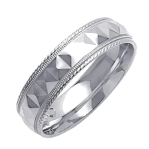 14K or 18K White Gold Carved Ring