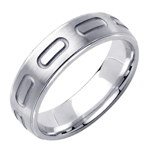 14K or 18K White Gold Carved Ring