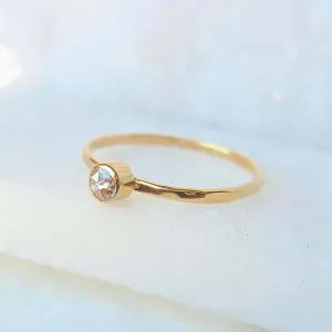 14K Rose Cut White Diamond Stacking Ring in Yellow Gold