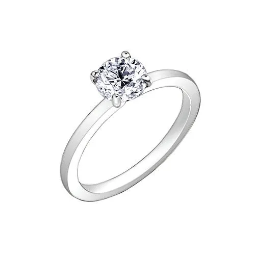14K White Gold (1.00ct) Canadian Maple Leaf Diamond Solitaire Engagement Ring