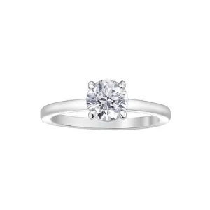 14K White Gold (1.00ct) Canadian Maple Leaf Diamond Solitaire Engagement Ring