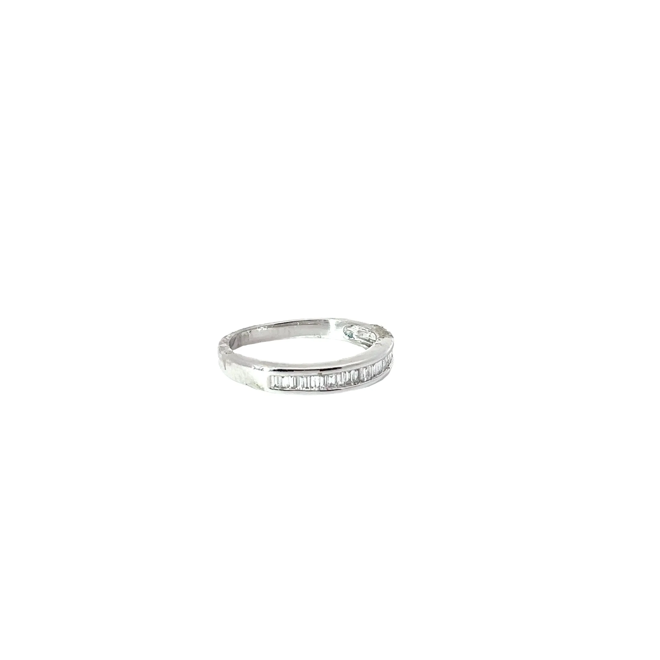 14k White Gold .43ct H VS2  Baguette Shaped Diamond Channel Set Wedding Ring Size 7 1/4