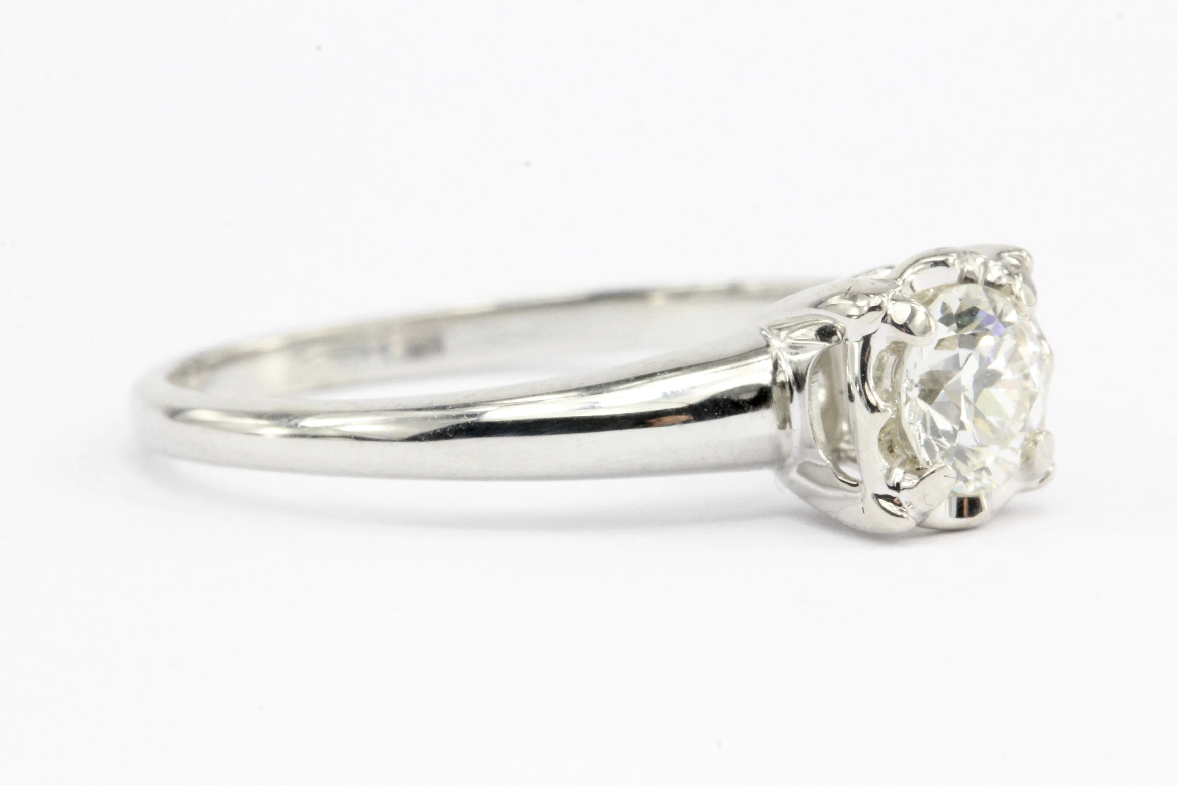 14K White Gold .45 CT Old European Cut Diamond Engagement Ring Size 7.5