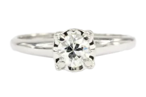 14K White Gold .45 CT Old European Cut Diamond Engagement Ring Size 7.5