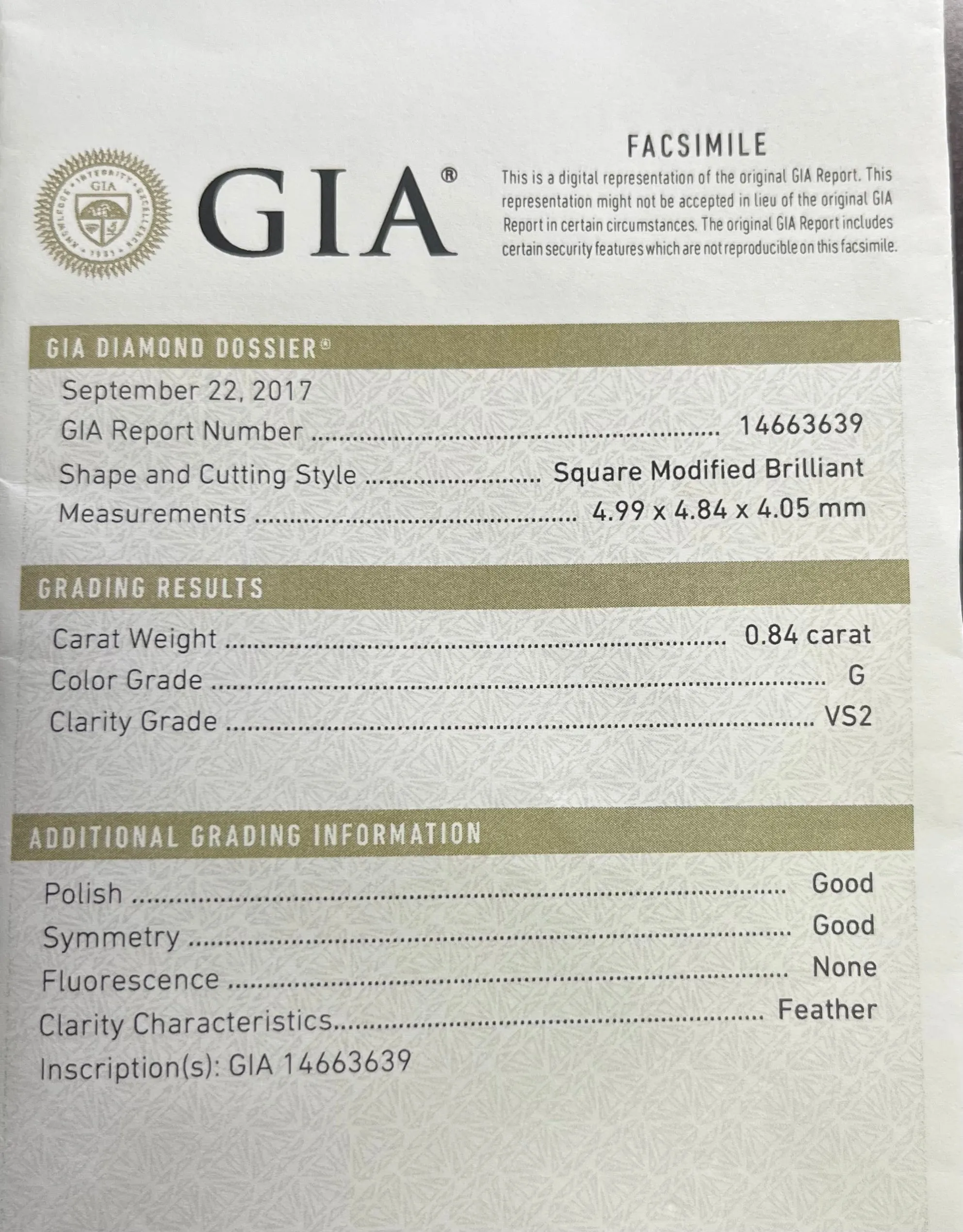 14k White Gold .87ct G VS2 Princess Cut/.65ct F VS2 Round Diamond Engagement Ring Certified By GIA # 14663639