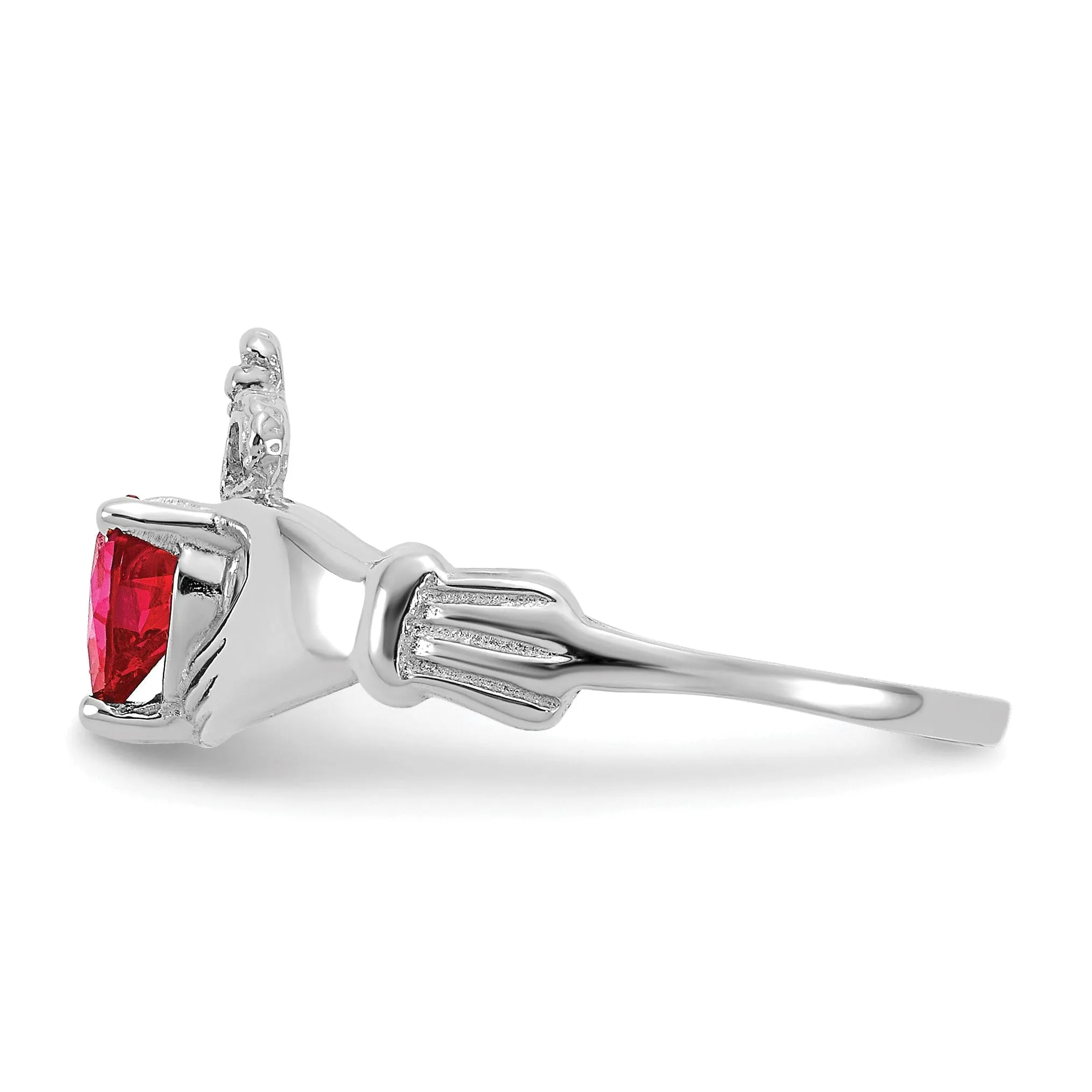 14k White Gold Birthstone Claddagh Heart Ring