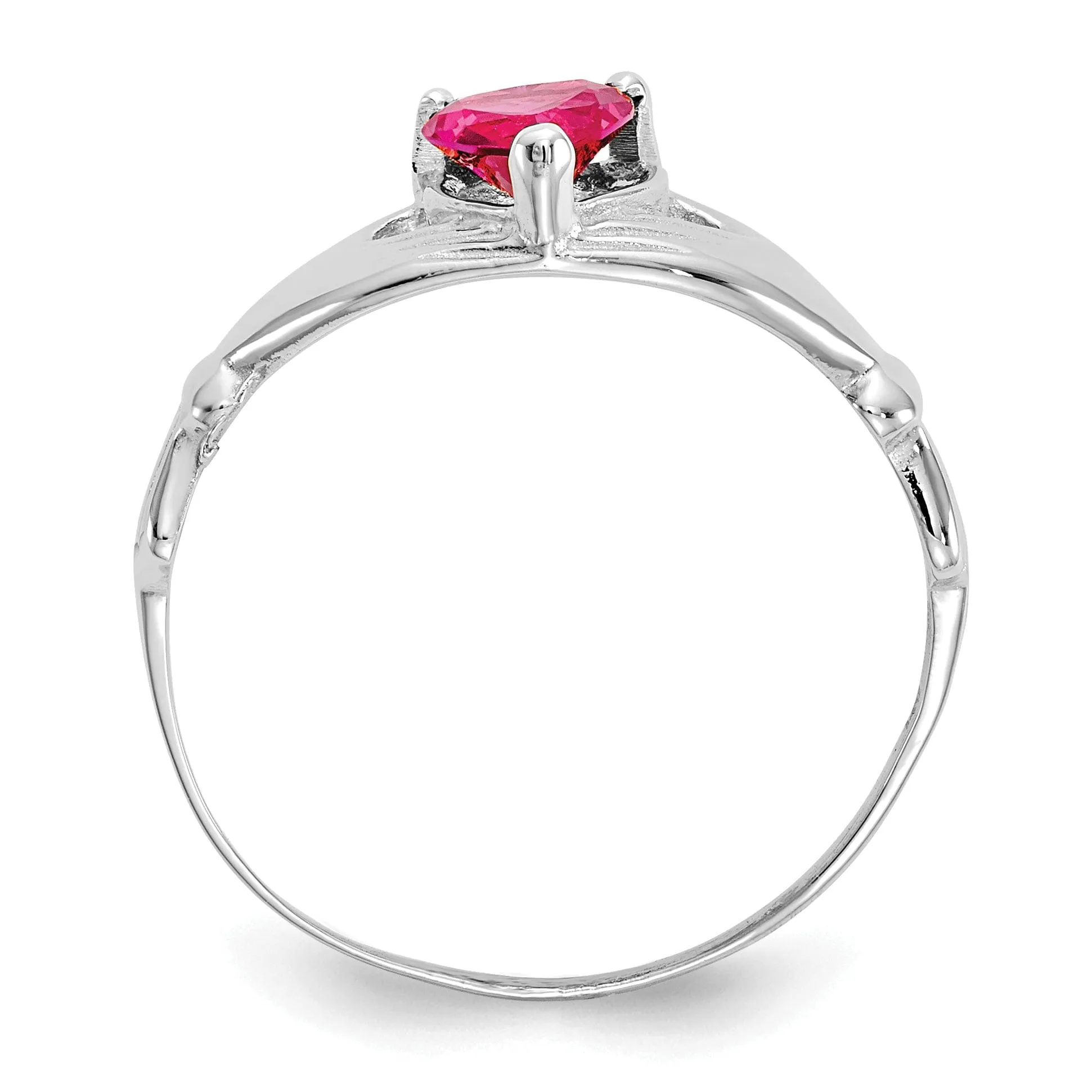 14k White Gold Birthstone Claddagh Heart Ring