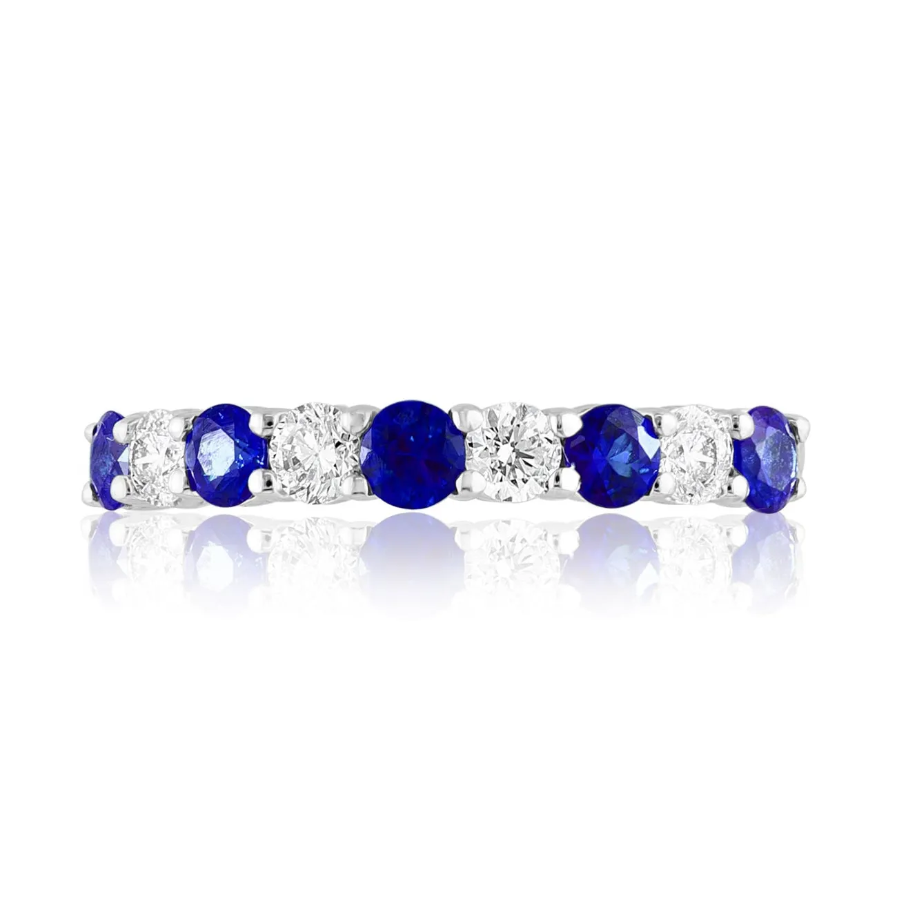 14K White Gold Blue Sapphire & Diamond Ring