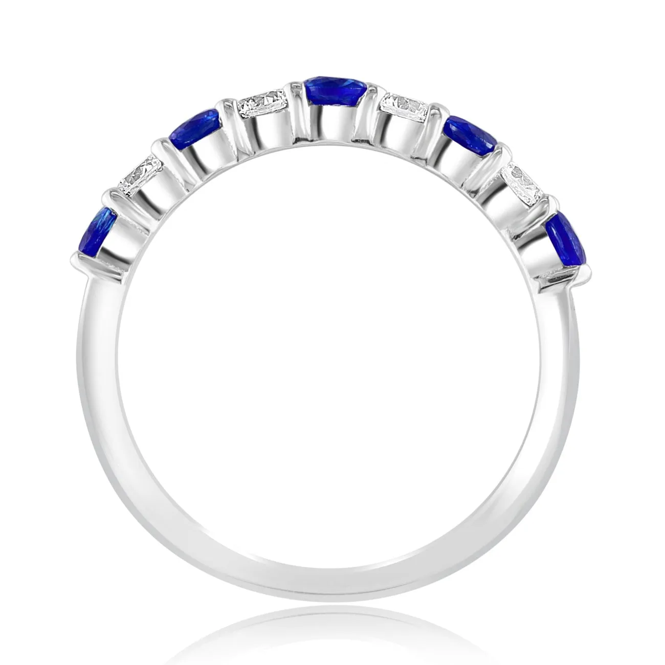 14K White Gold Blue Sapphire & Diamond Ring