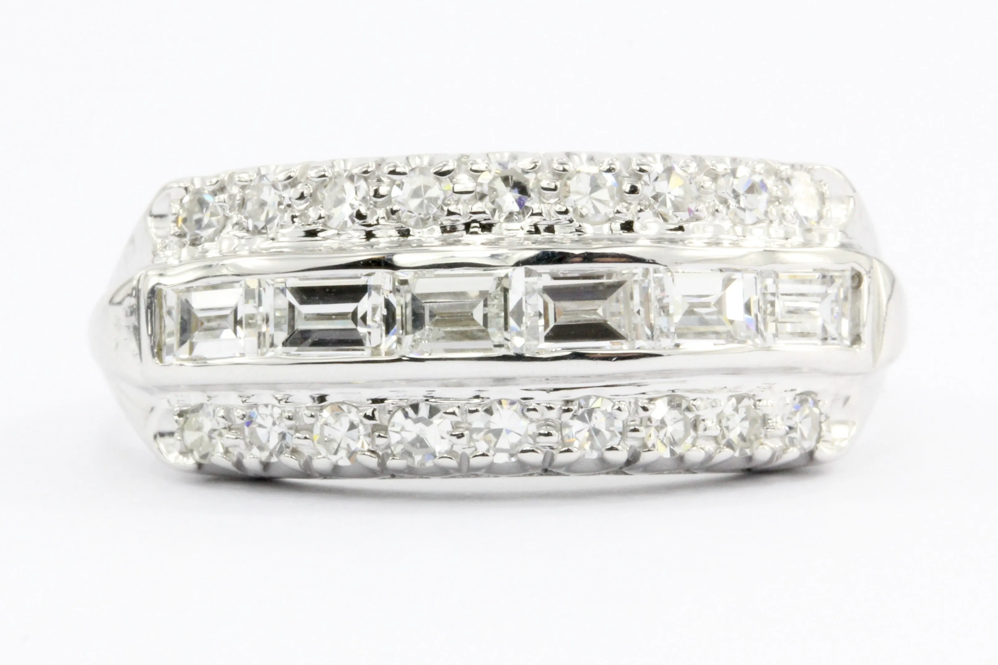 14K White Gold Diamond Half Band Ring c.1940's