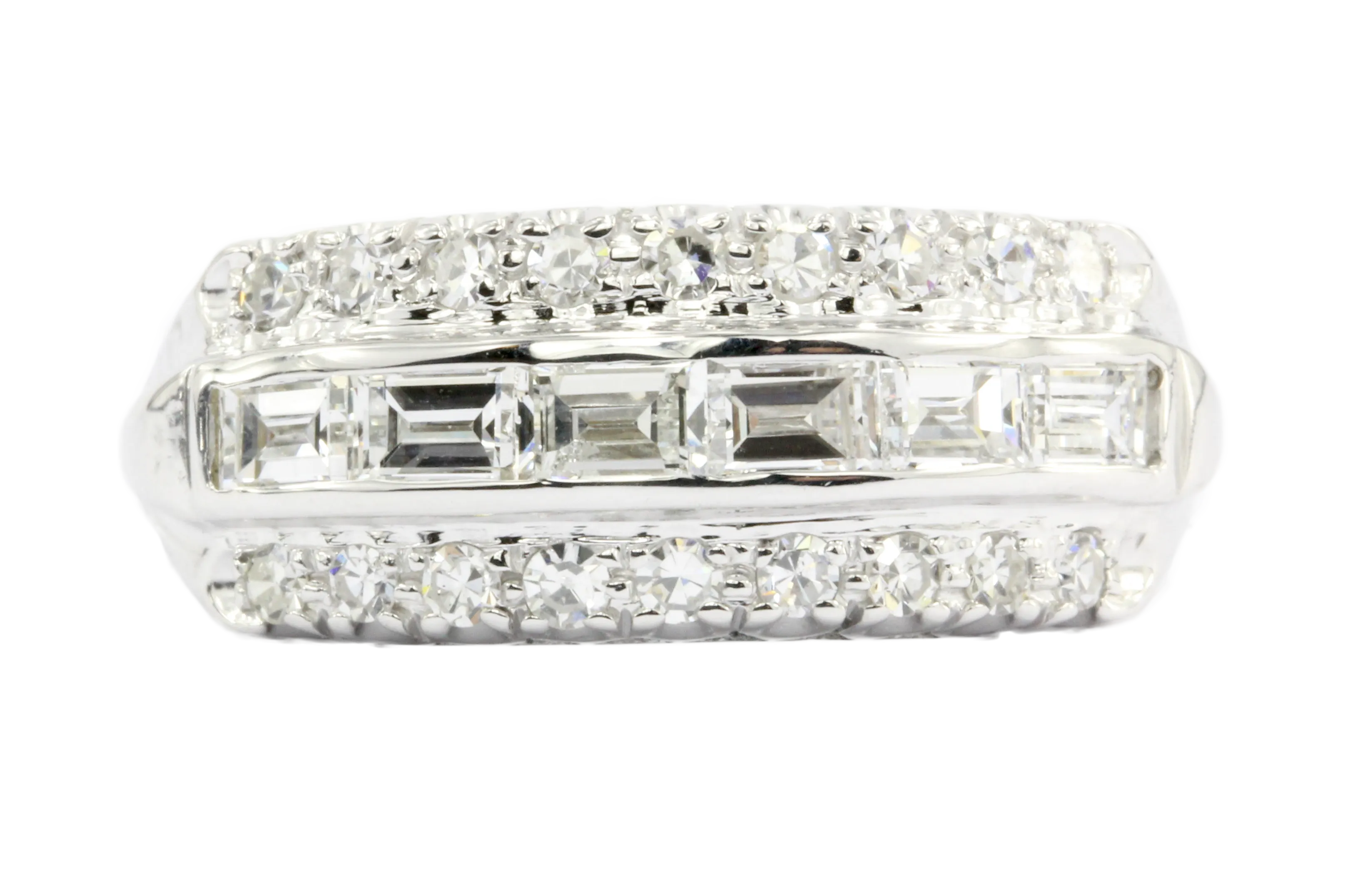 14K White Gold Diamond Half Band Ring c.1940's