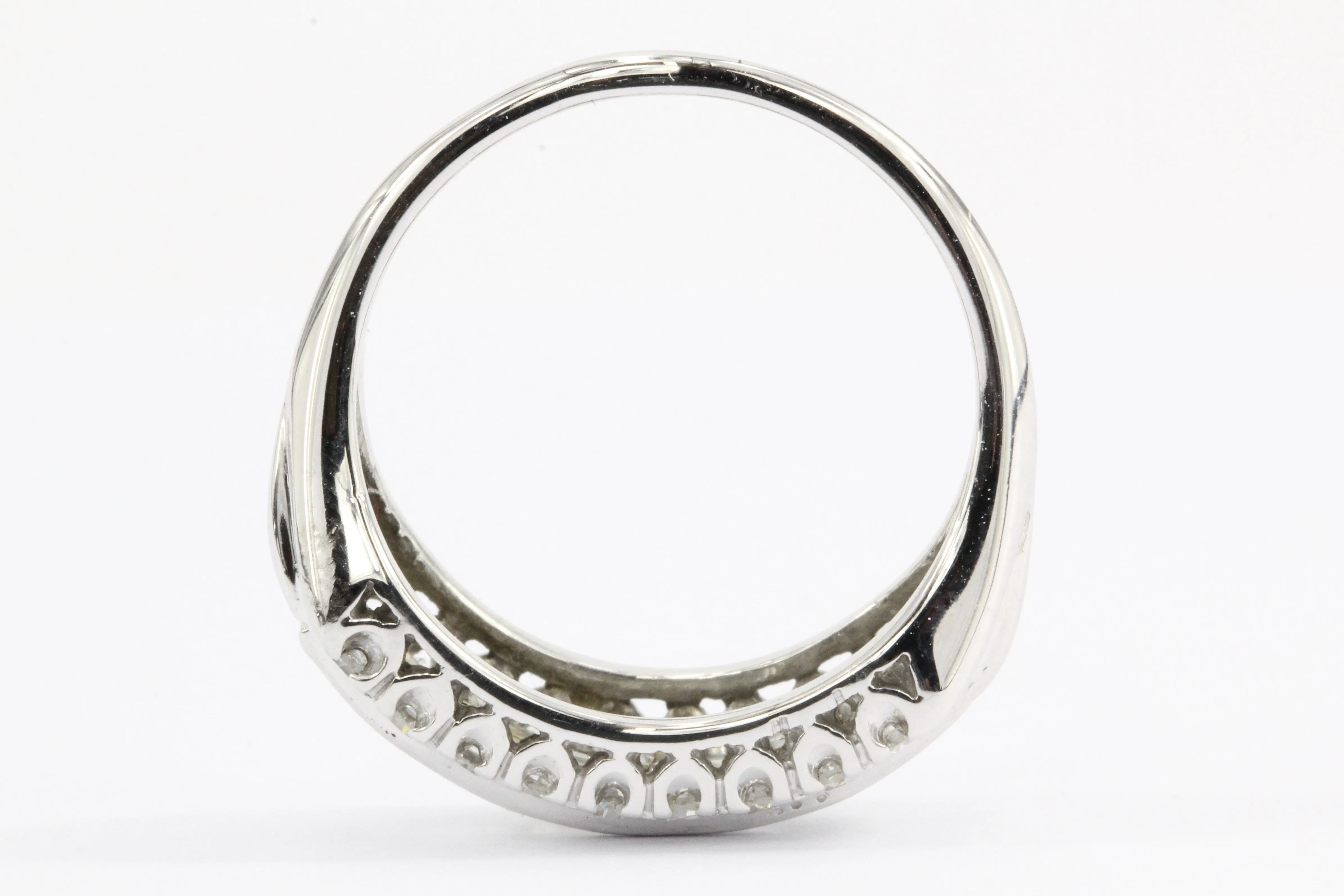 14K White Gold Diamond Half Band Ring c.1940's
