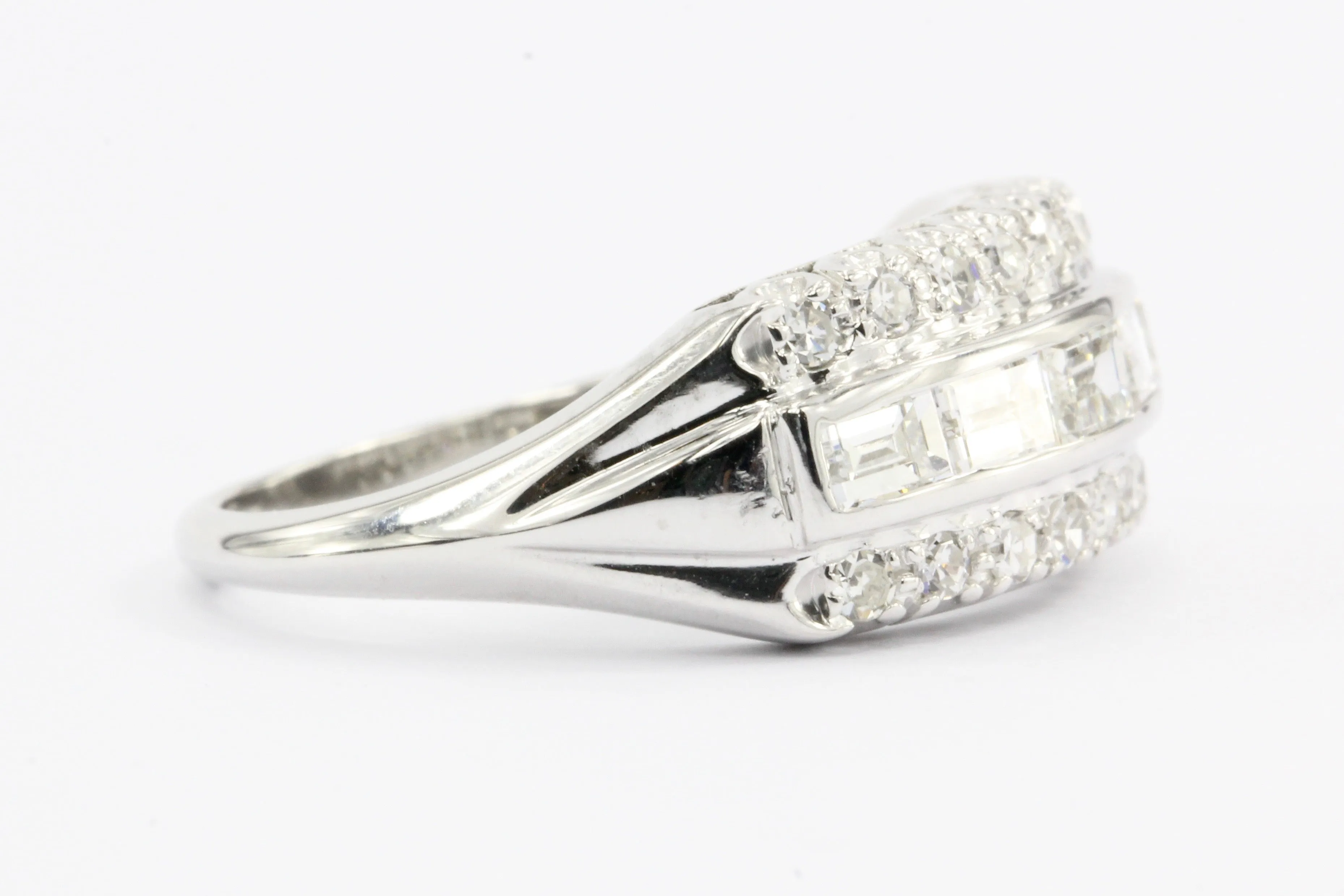 14K White Gold Diamond Half Band Ring c.1940's