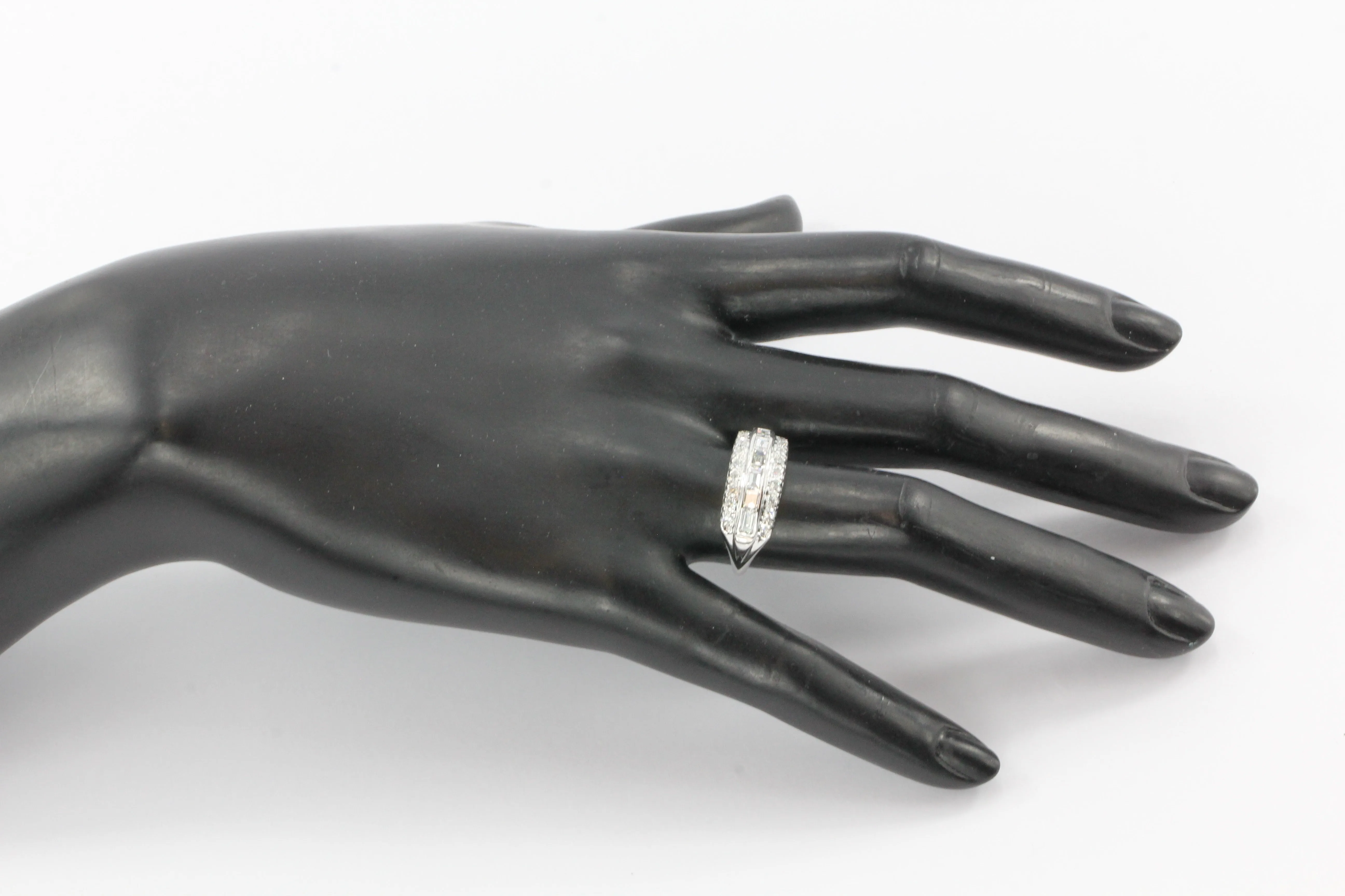 14K White Gold Diamond Half Band Ring c.1940's