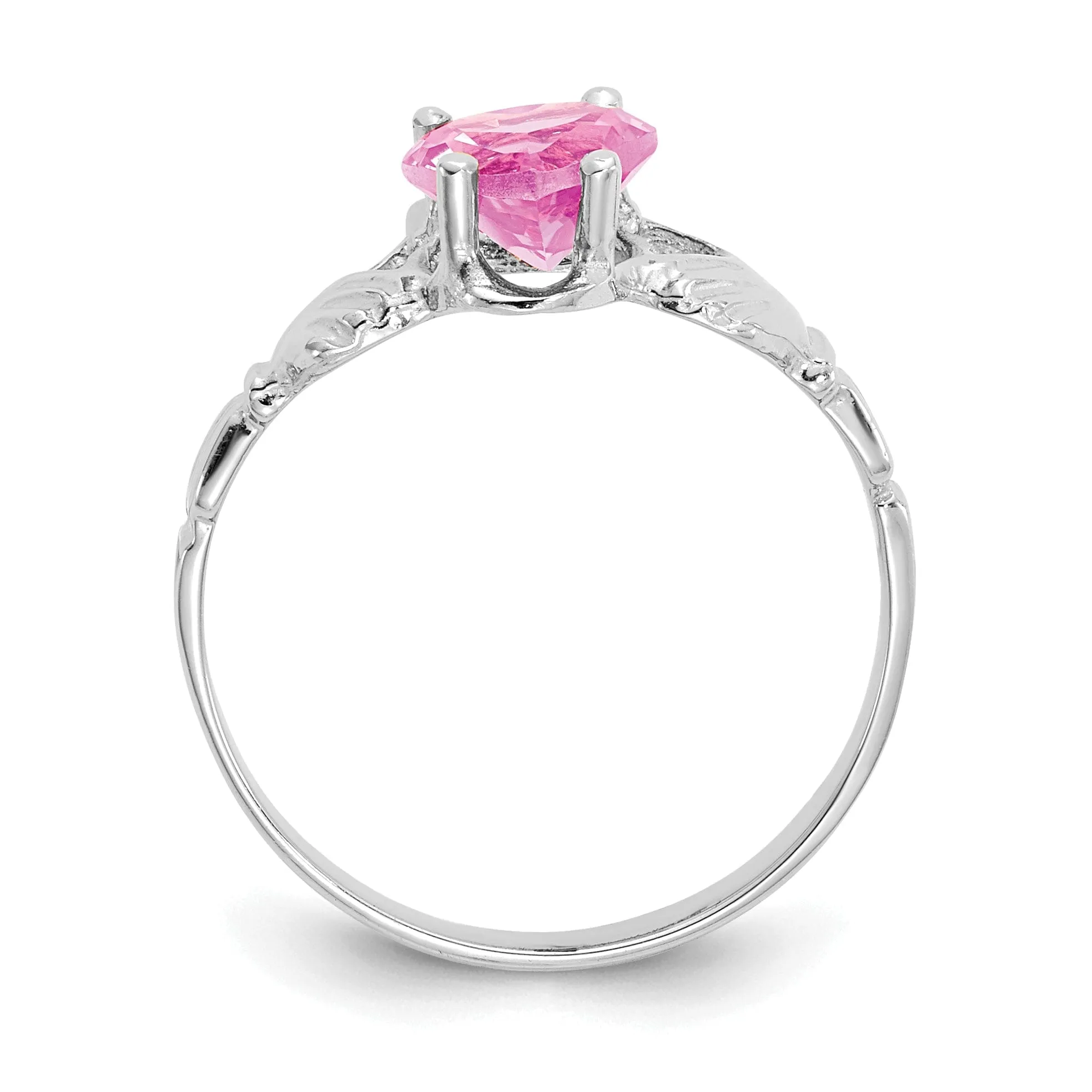 14k White Gold October Birthstone Claddagh Ring