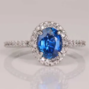 14K White Gold Sapphire and Diamond Ring 1.51 Carats